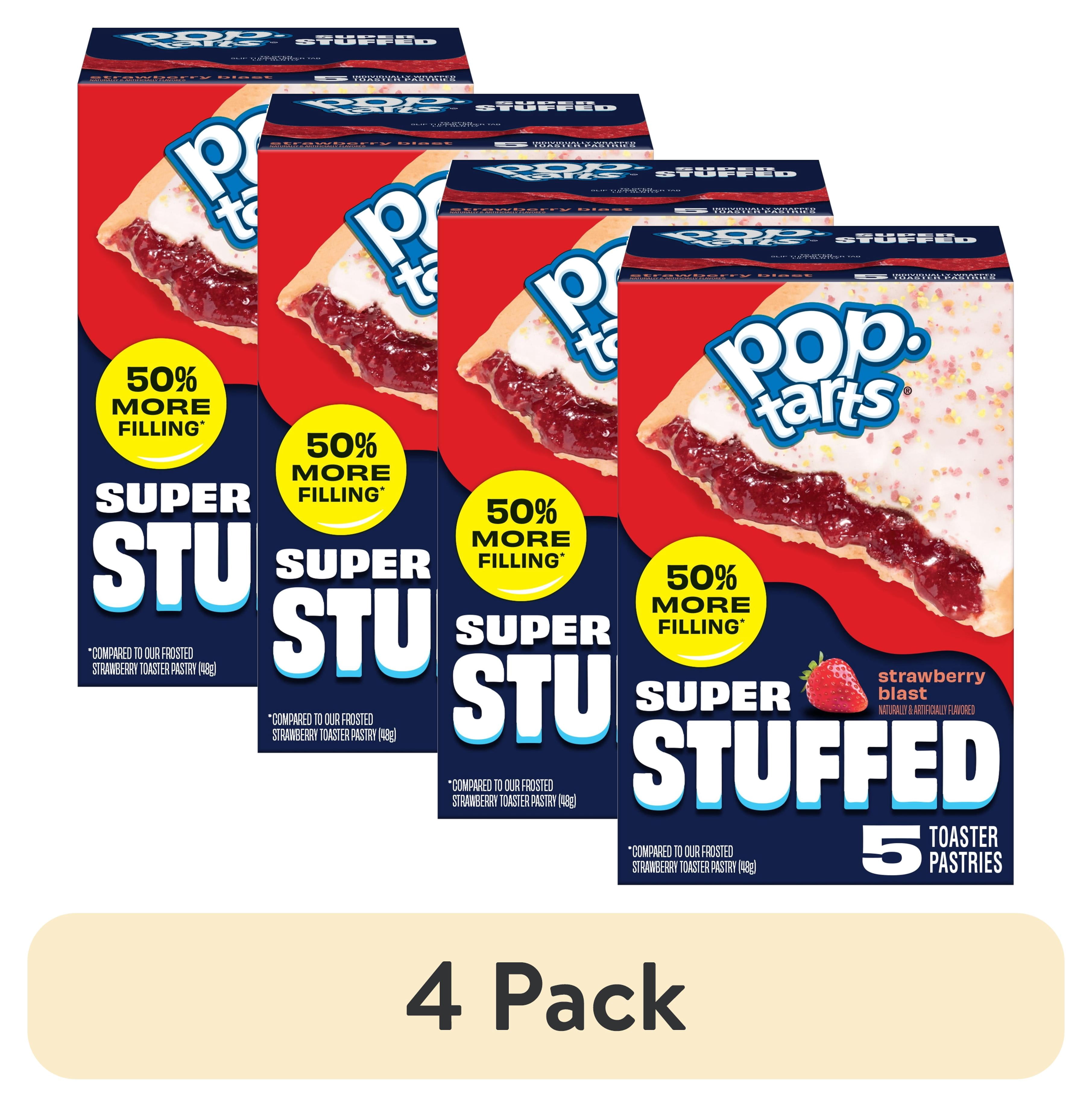 (4 pack) Pop-Tarts Super Stuffed Strawberry Blast Toaster Pastries, 50% More Filling, Shelf-Stable, 10.9 oz (5 Count)