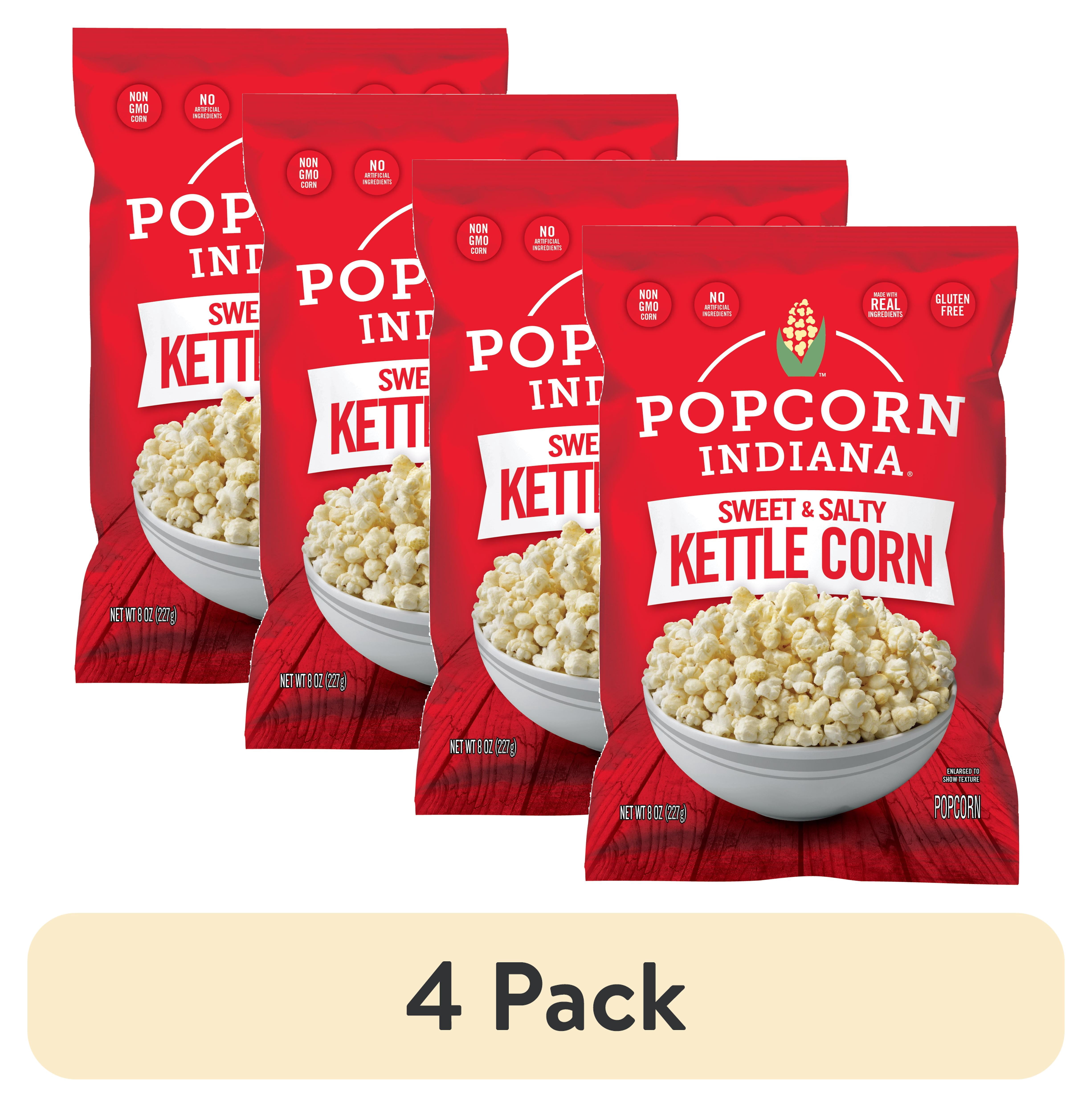 (4 pack) Popcorn, Indiana Kettle Corn Popcorn, 8 Oz.