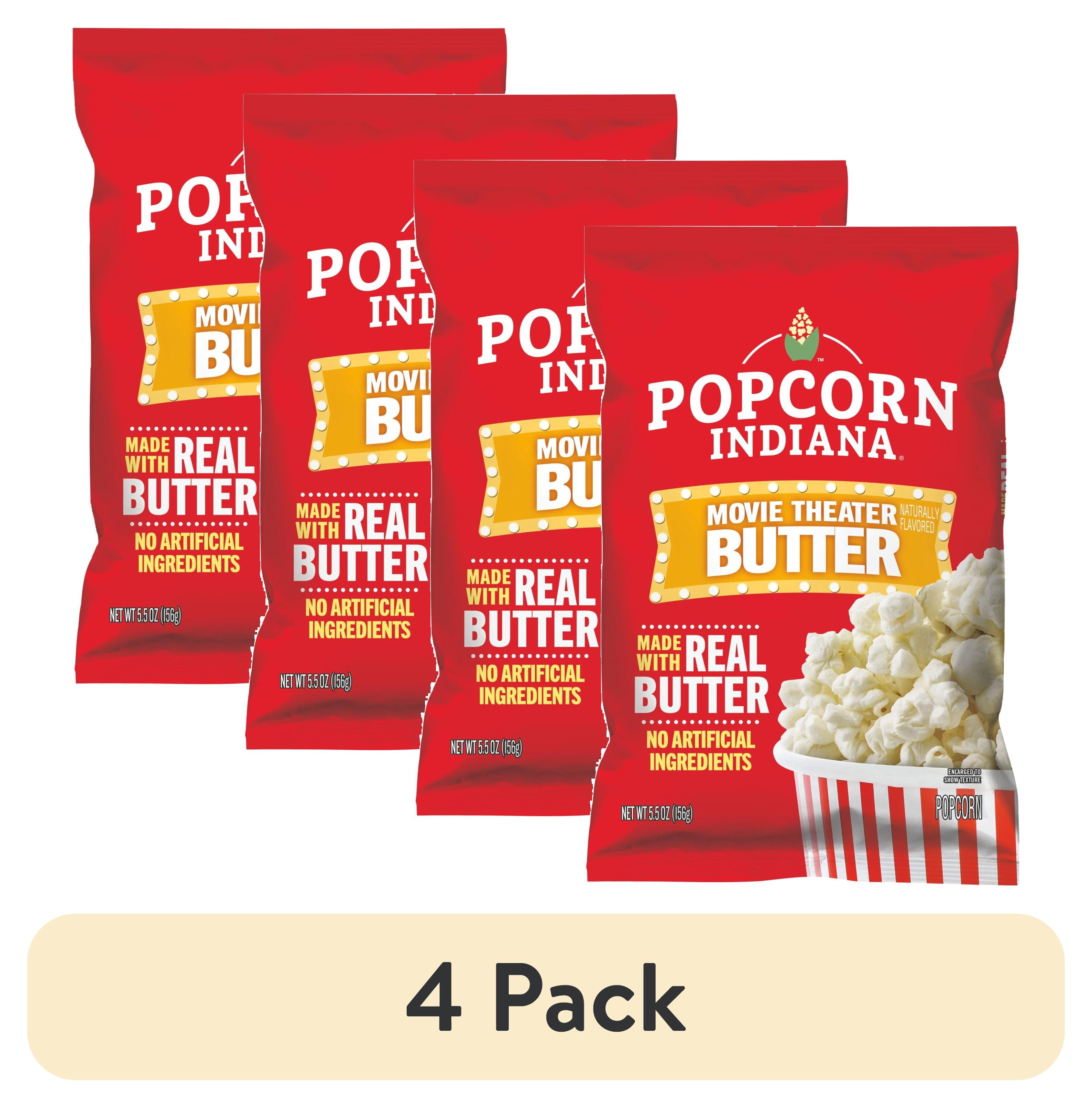 (4 pack) Popcorn Indiana Original Crispy Crunch Real Butter Movie Theater Pop Corn Value Size, 5.5 oz