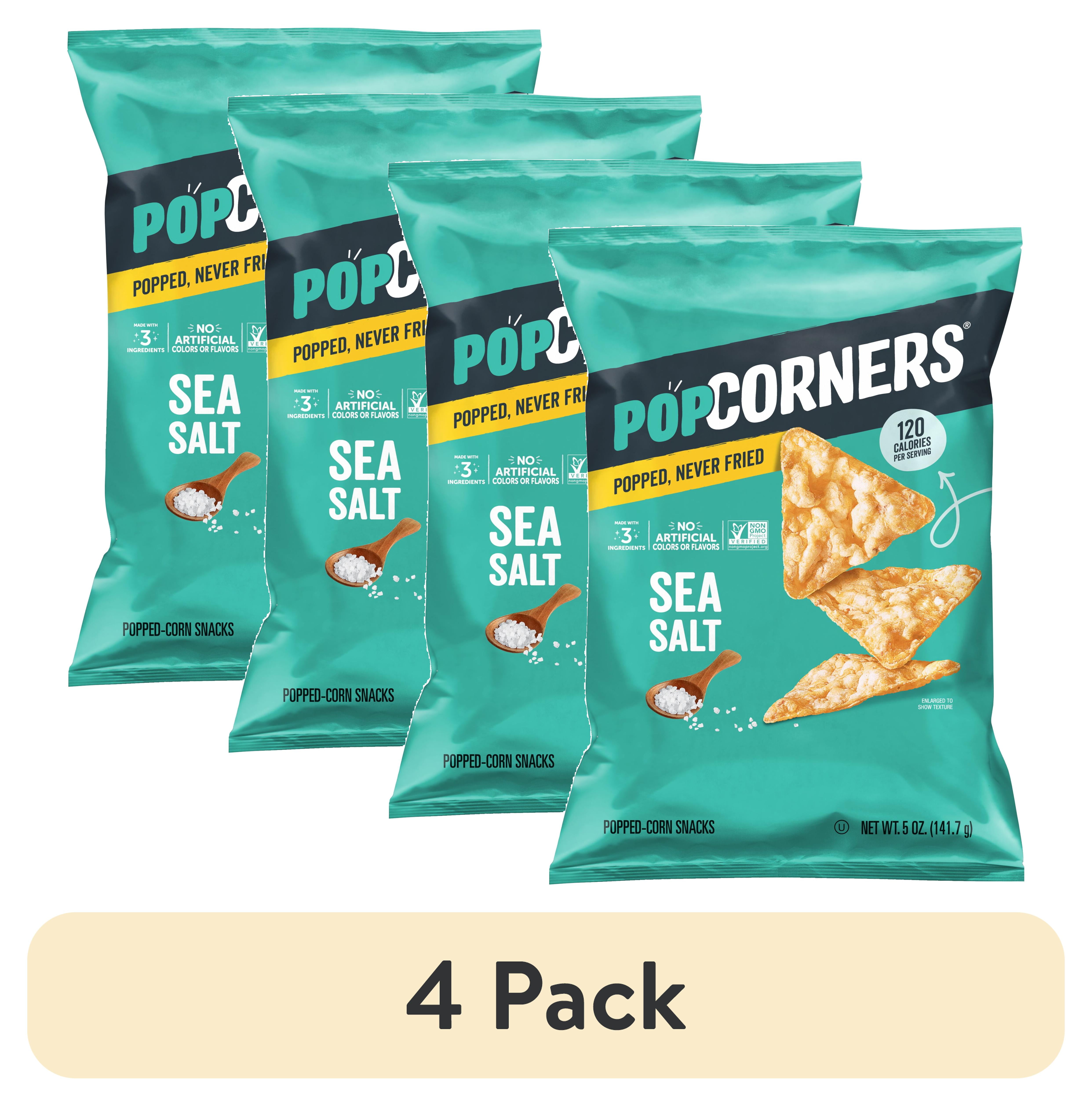 (4 pack) PopCorners No Artificial Colors or Flavors Sea Salt Popped Corn Chips Bag, 5 oz