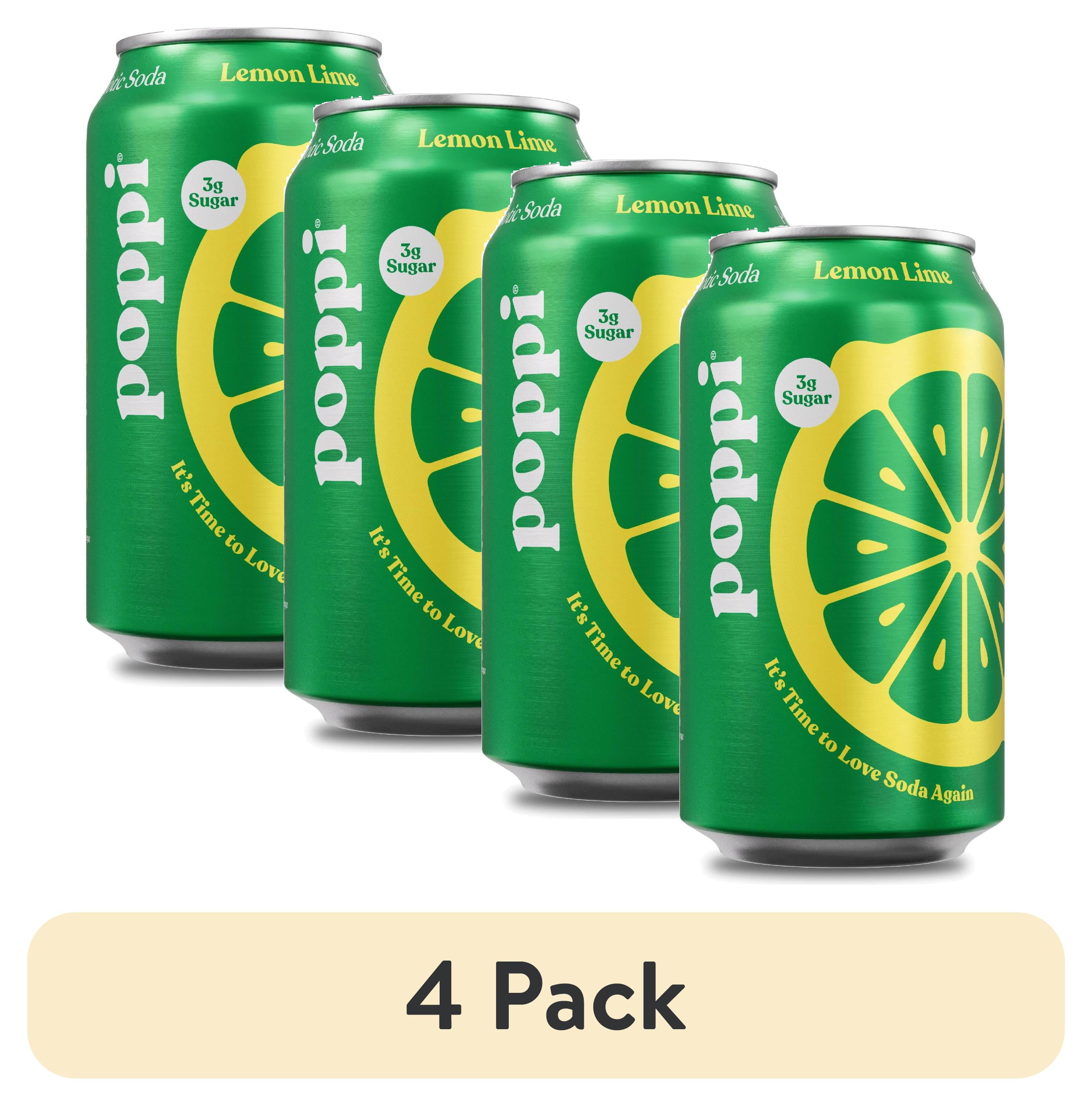 (4 pack) Poppi Lemon Lime Prebiotic Soda, 12 oz, 1 Pack Can