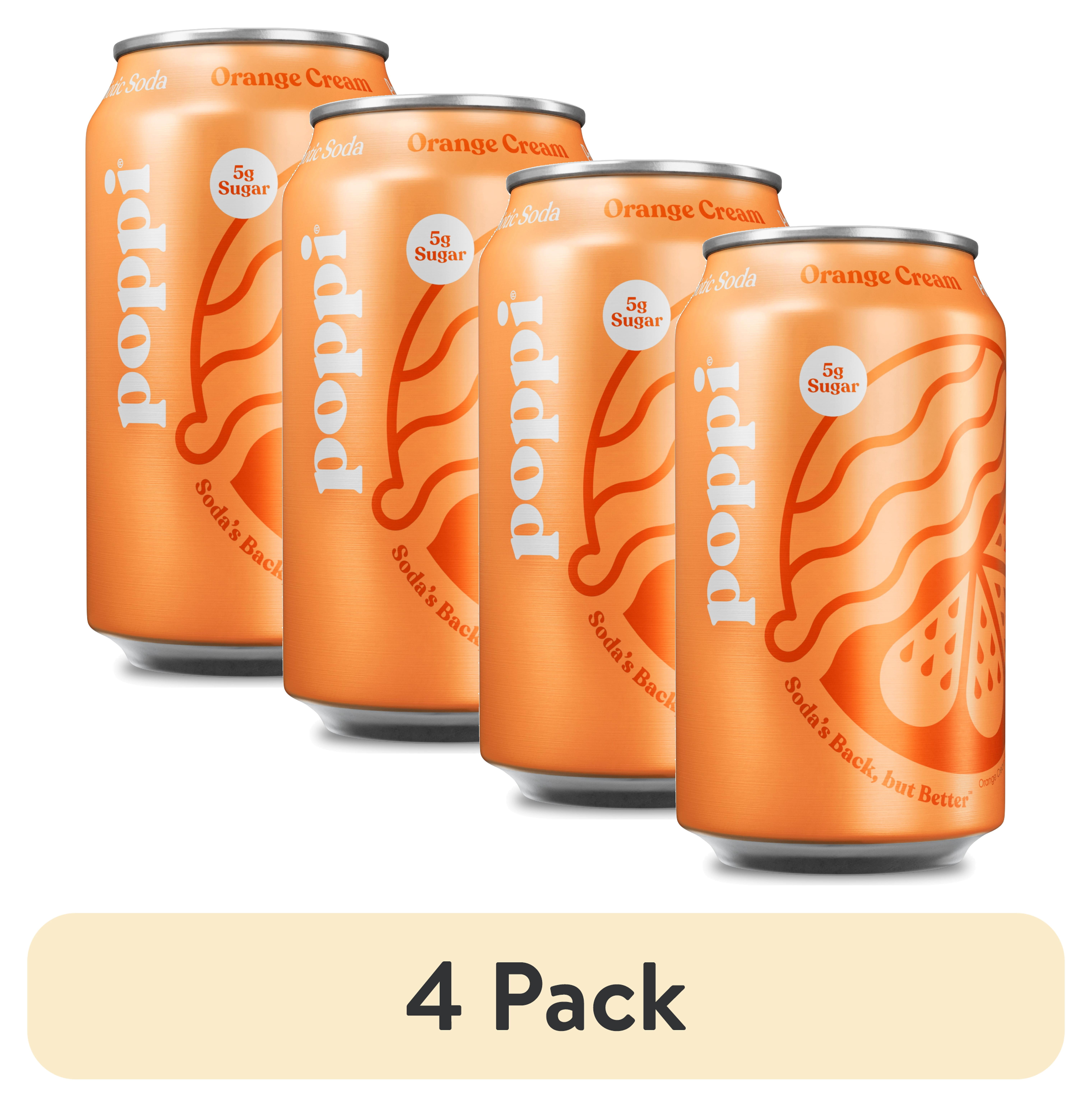 4 pack) poppi Orange Cream Prebiotic Soda, 12 fl oz, 1 Pack Can