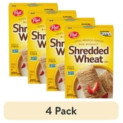 (4 pack) Post Big Biscuit Shredded Wheat Breakfast Cereal, Whole Grain, No Sugar Added, Crunchy 15 oz Box