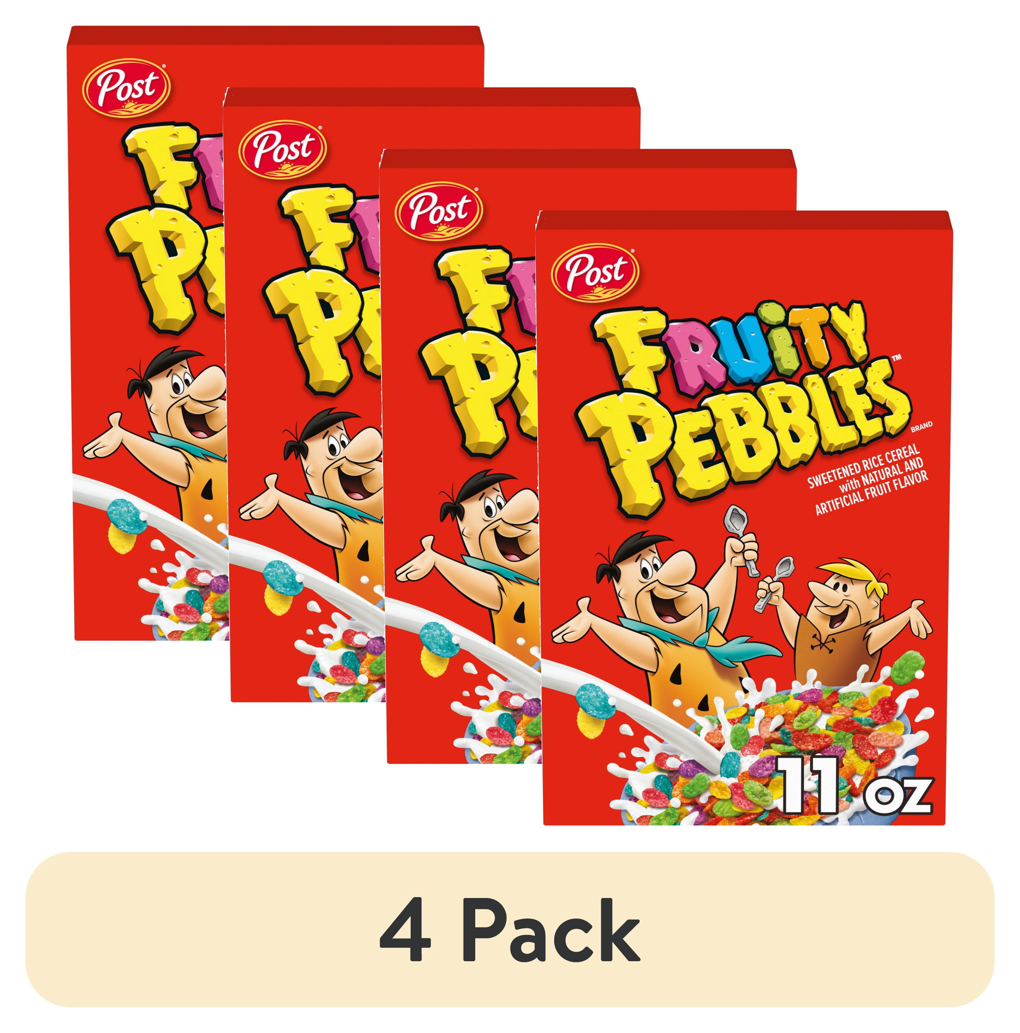 (4 pack) Fruity PEBBLES Gluten Free Breakfast Cereal for Kids, 11 oz Box
