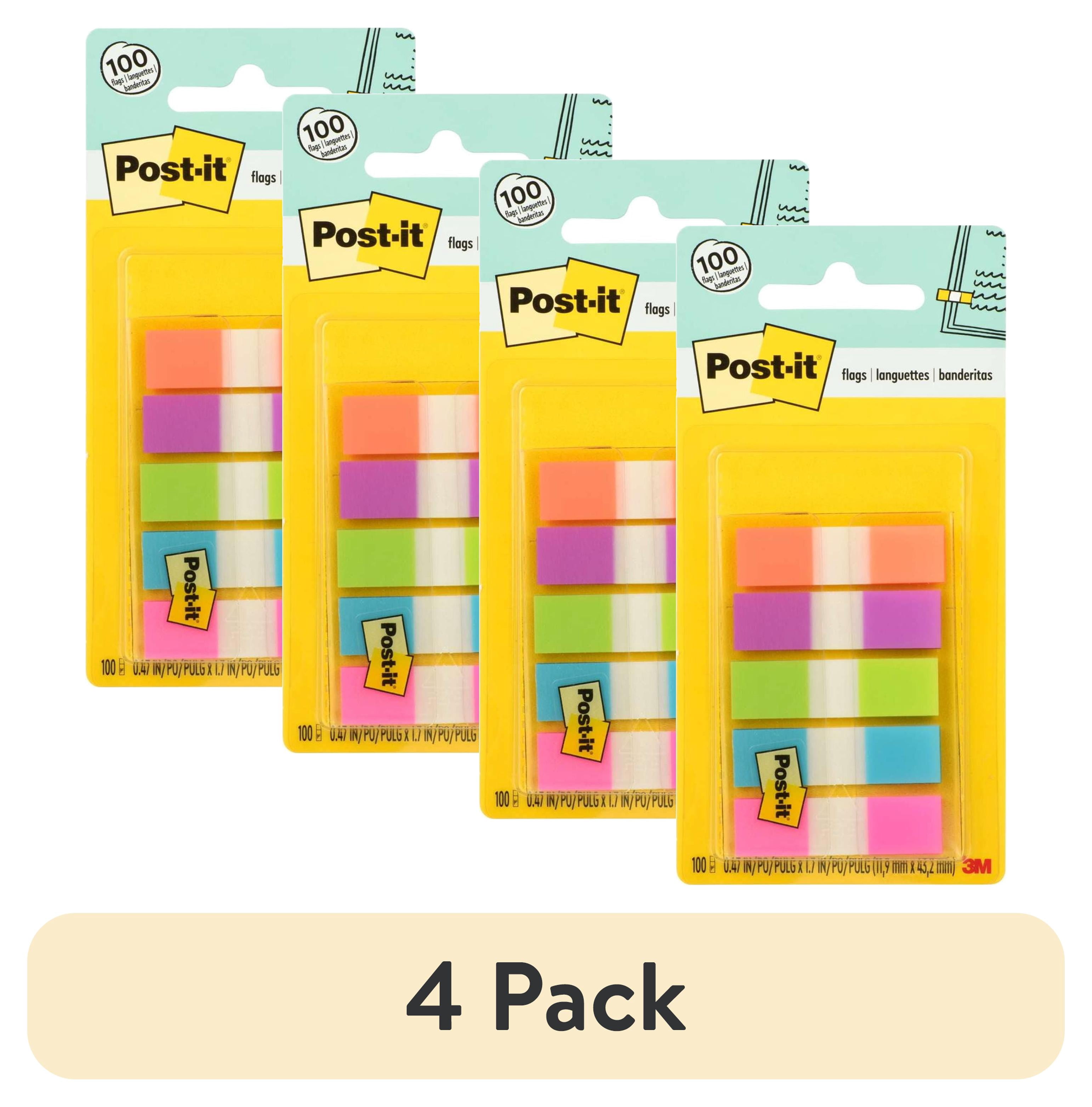 (4 pack) Post-it Page Marking Flags Dispenser, 5 Bright Colors, 20 ...
