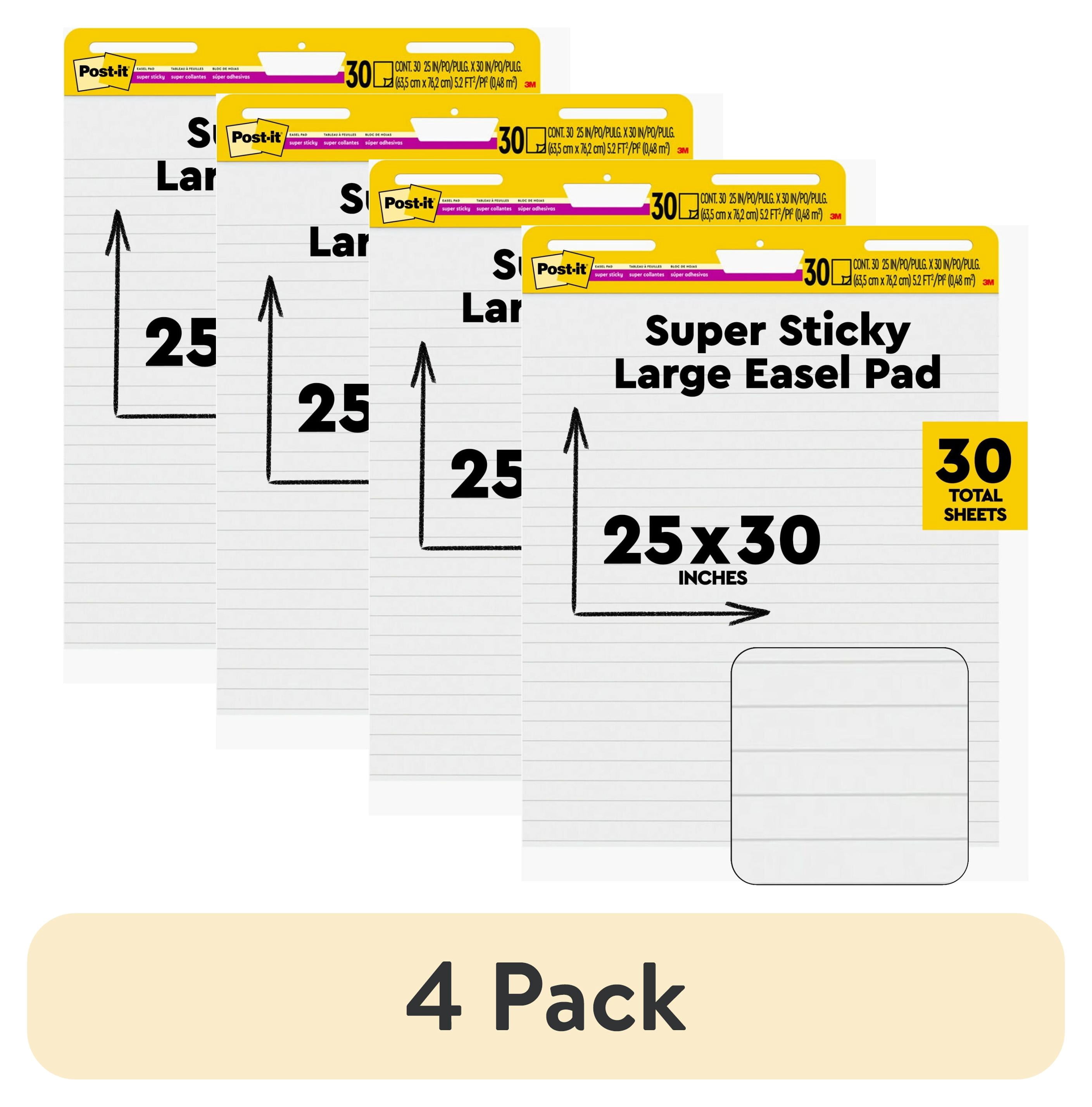 (4 pack) Post-it Super Sticky Easel Pad, White, Lined, 25 in. x 30 in., 1 Pad