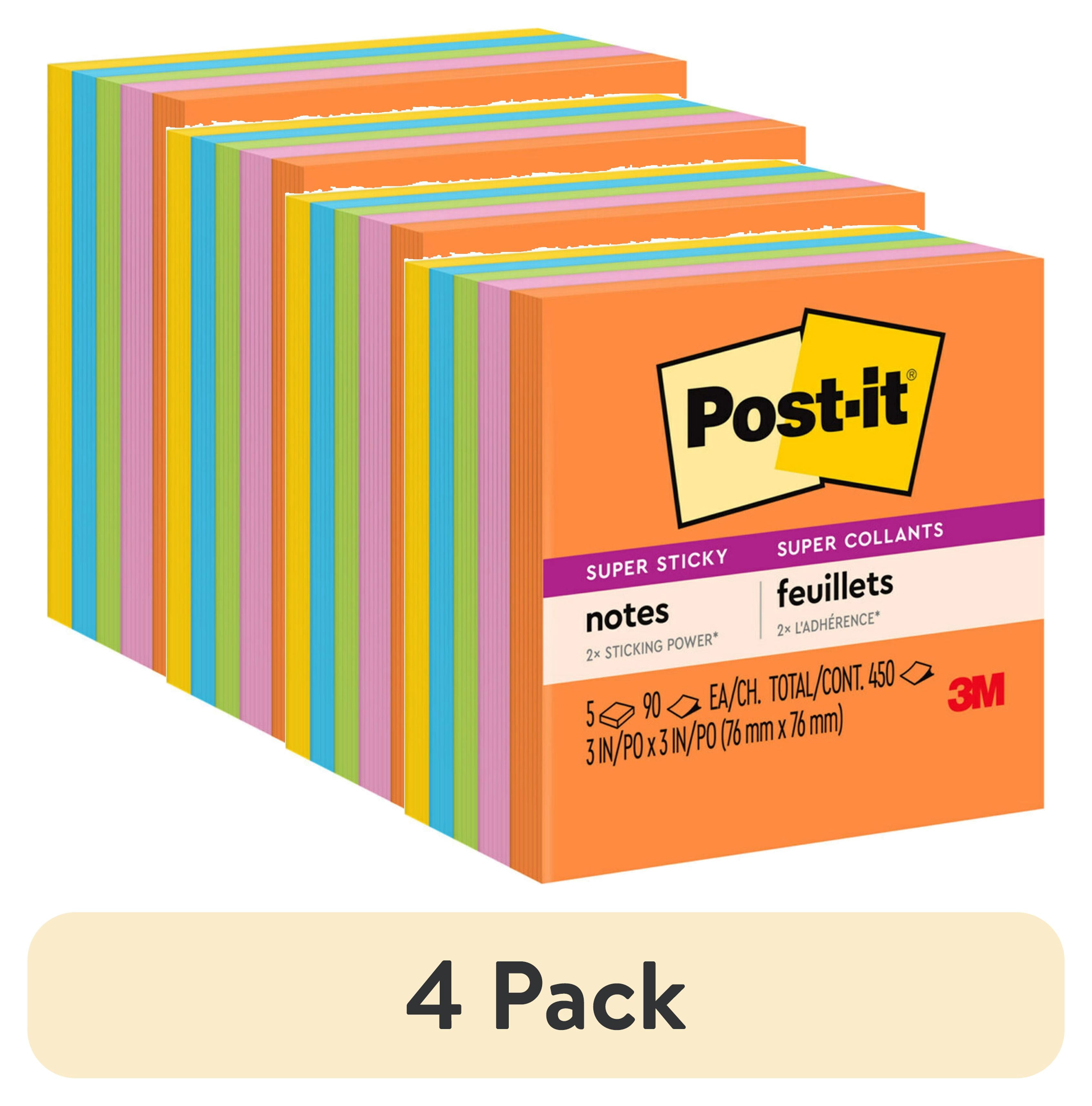 (4 pack) Post-it® Super Sticky Notes, 3 in x 3 in, Energy Boost ...
