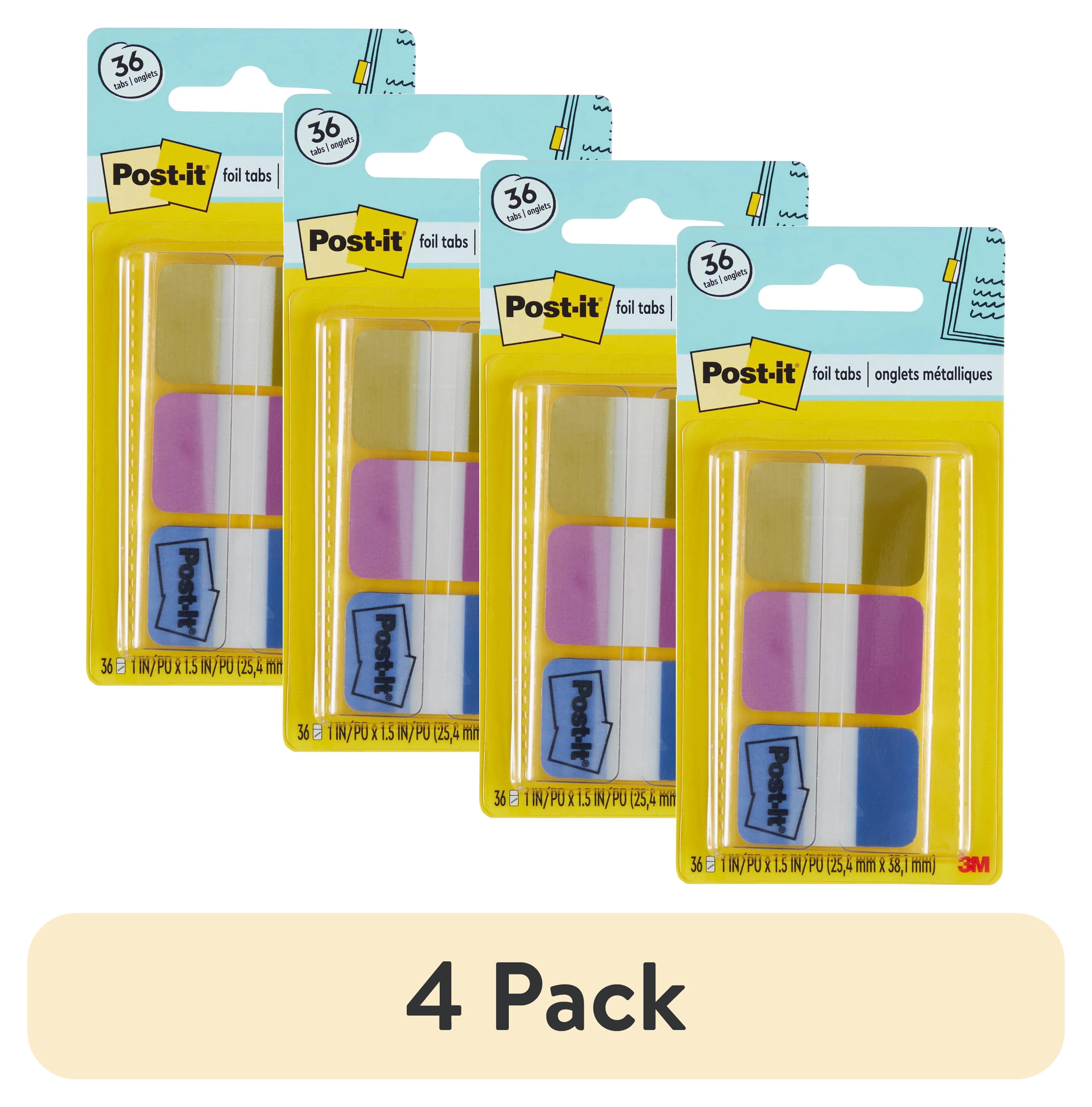 (4 pack) Post-it Tabs, Assorted Iridescent Colors, 1 in x 1.5 in, 36 Tabs