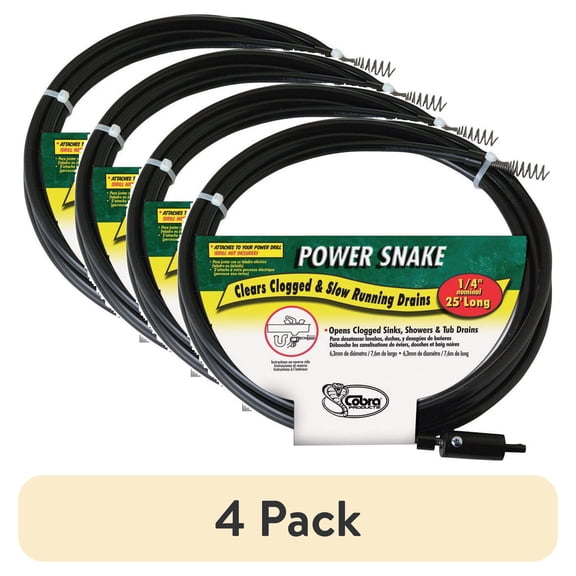 (4 pack) Power Snake 15 ft. L Snake Drain Auger