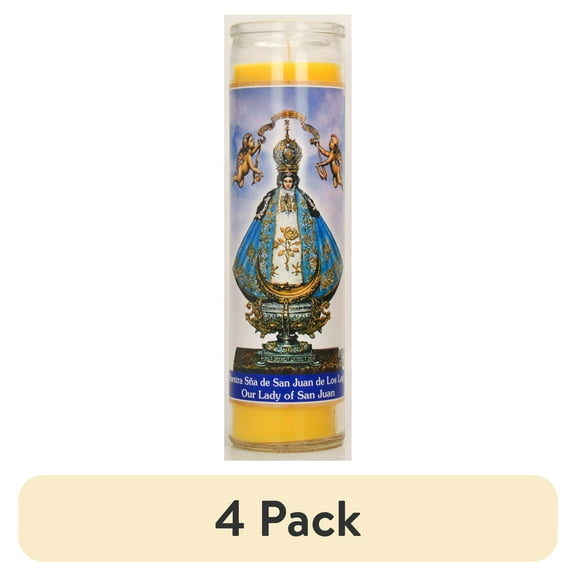 (4 pack) Prayer Candle St Juan De Los Lagos Yellow Wax, 8 Inch