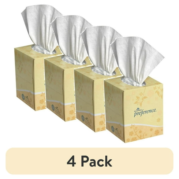 (4 pack) Preference Cube Box Facial Tissue by GP Pro 2 Ply - 7.65" x 8.85" - White - Soft, Absorbent - 100 Per Box - 1 Box