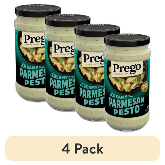 (4 pack) Prego Creamy Parmesan Pesto Pasta Sauce, 14.5 oz Jar