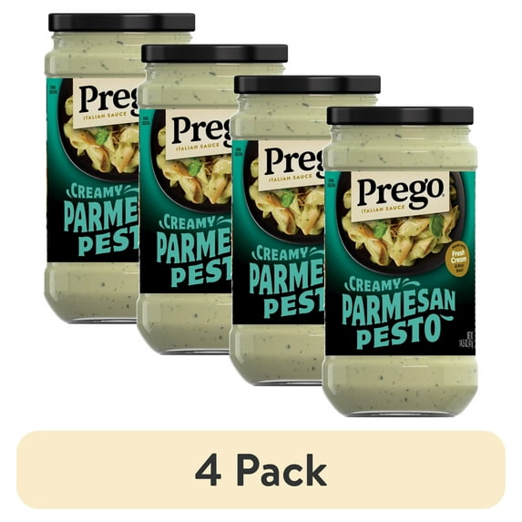 (4 pack) Prego Creamy Parmesan Pesto Pasta Sauce, 14.5 oz Jar