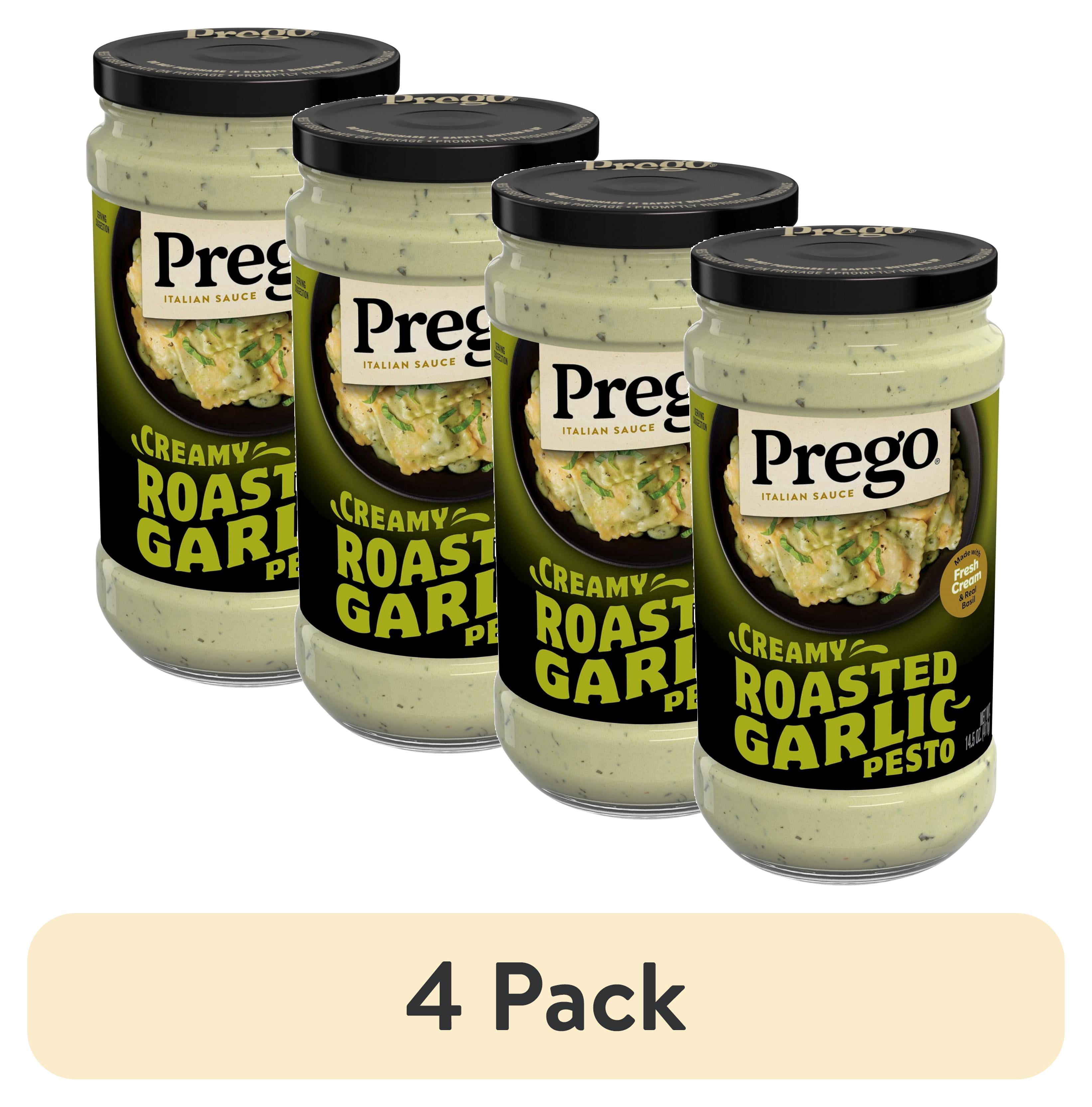 (4 pack) Prego Creamy Roasted Garlic Pesto Pasta Sauce, 14.5 oz Jar