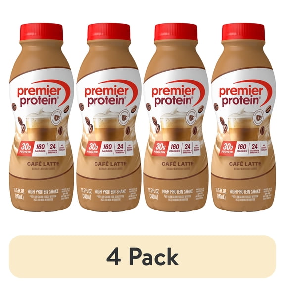(4 pack) Premier Protein Shake, Café Latte, 30g Protein, 11.5 fl oz, 1 Ct