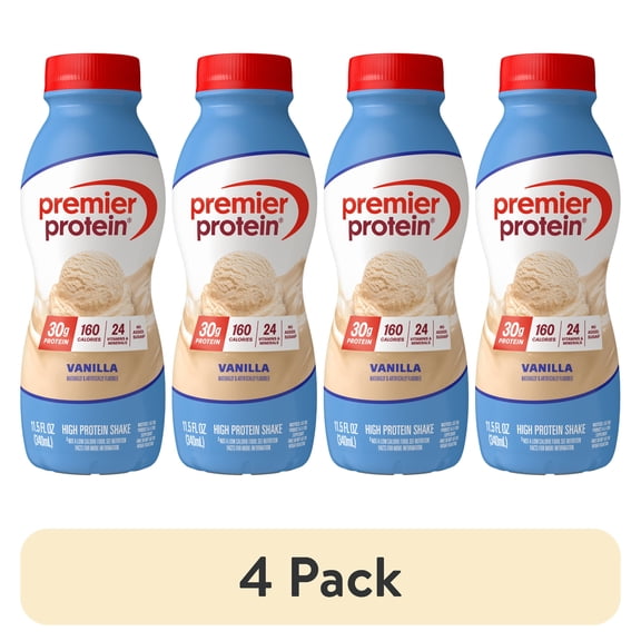 (4 pack) Premier Protein Shake, Vanilla, 30g Protein, 11.5 fl oz, 1 Ct