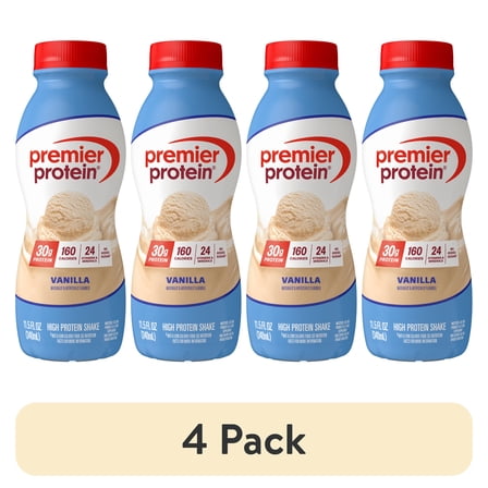 (4 pack) Premier Protein Shake, Vanilla, 30g Protein, 11.5 fl oz, 1 Ct