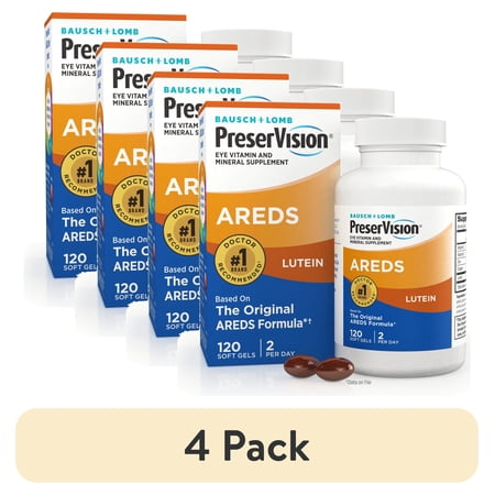 (4 pack) PreserVision AREDS Eye Vitamins and Minerals with Lutein Softgels, 120 Count
