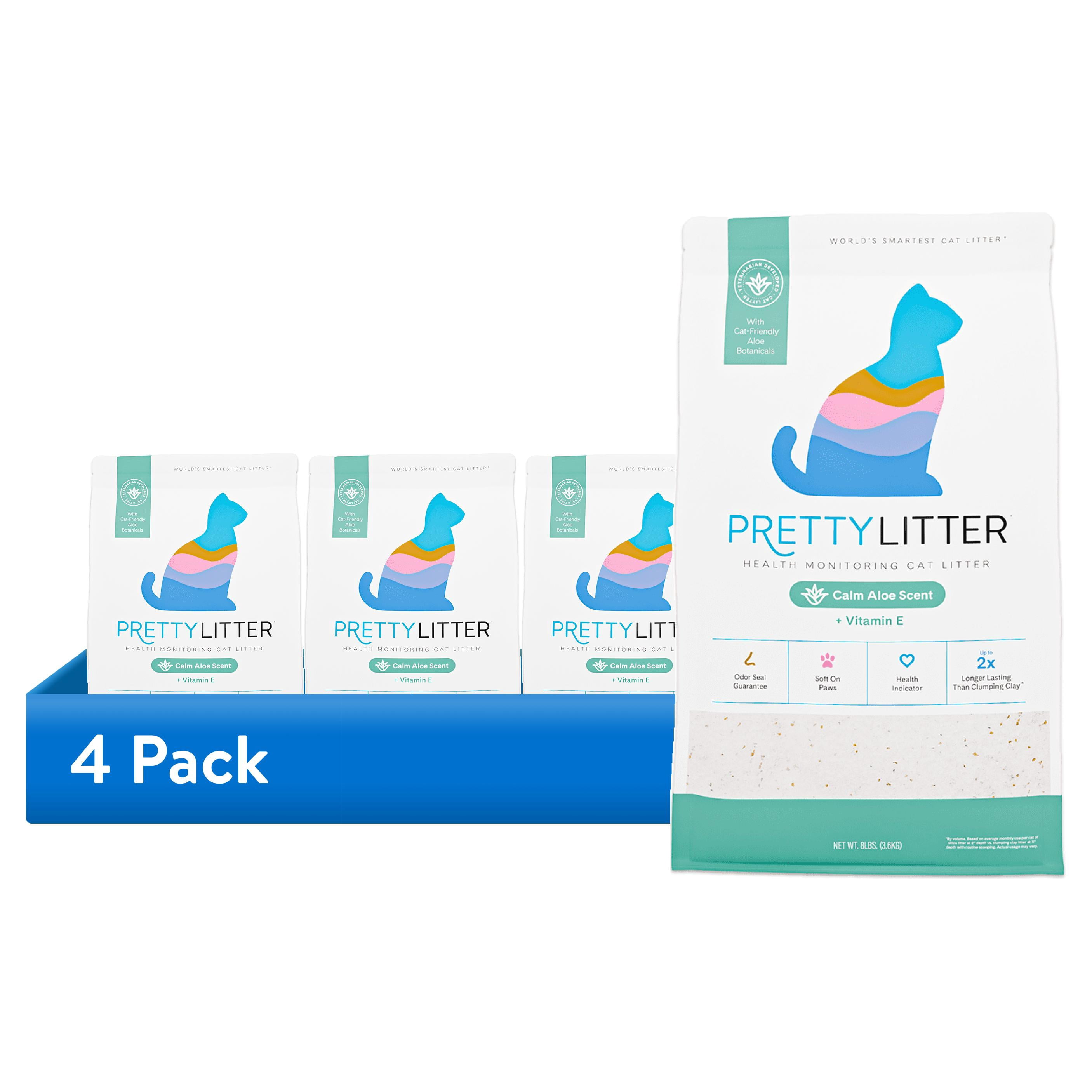 (4 pack) PrettyLitter Health Monitoring Cat Litter, Calm Aloe - 8lb Bag