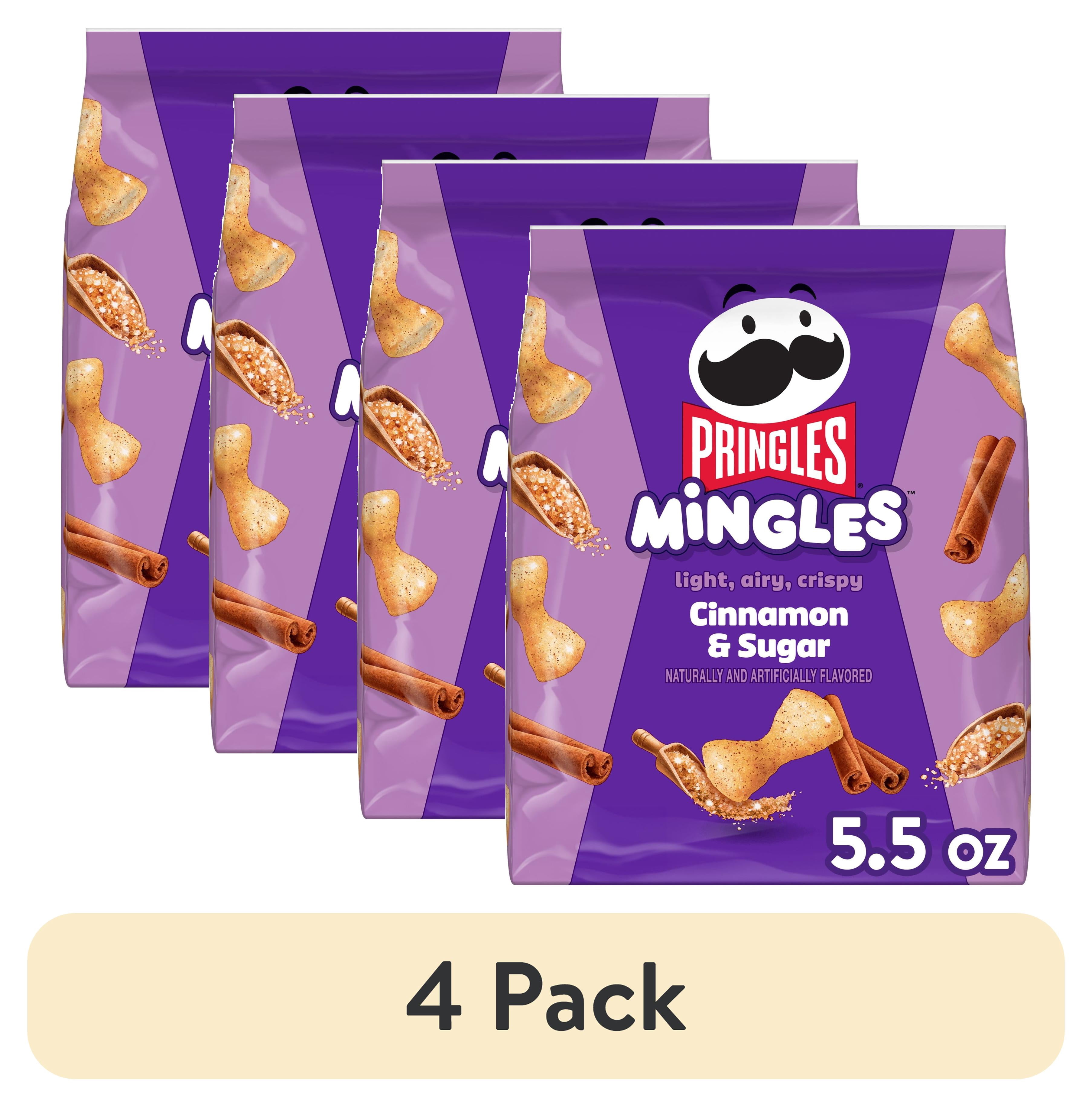 (4 pack) Pringles Mingles Cinnamon and Sugar Puffed Snacks, Sweet Snacks, 5.5 oz