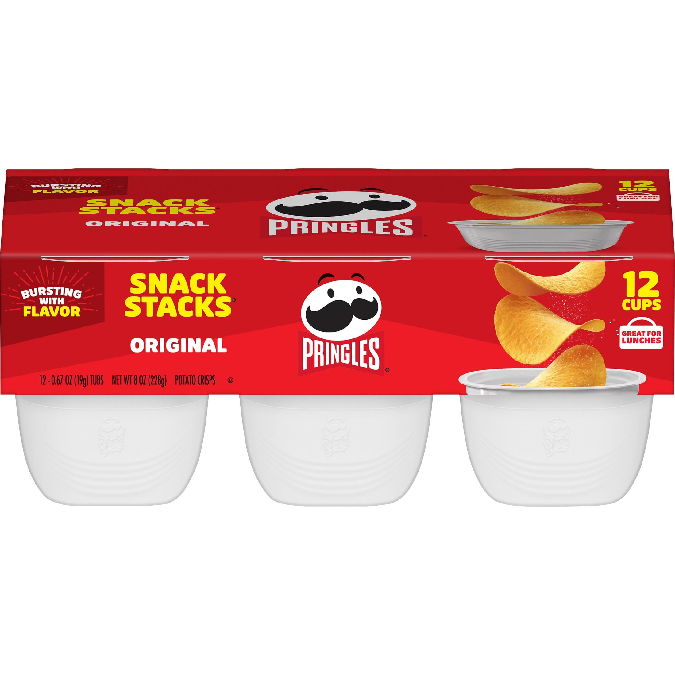(4 pack) Pringles Original Potato Crisps Chips, Lunch Snacks, 12 Count