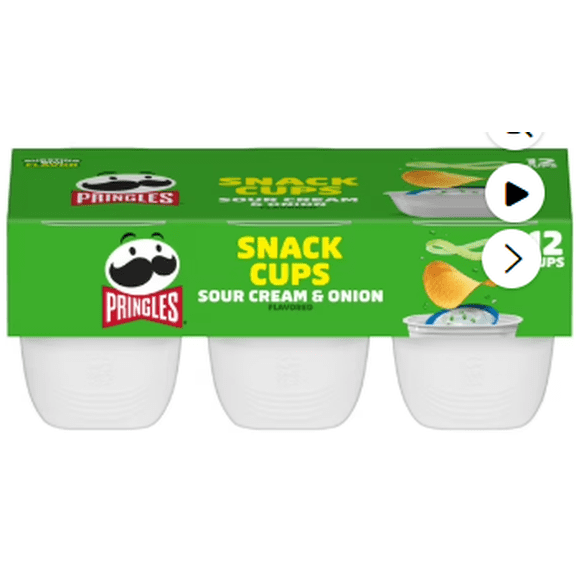 4 pack - Pringles Snack Cups Sour Cream and Onion Potato Crisps Chips, Lunch Snacks, 12 Count