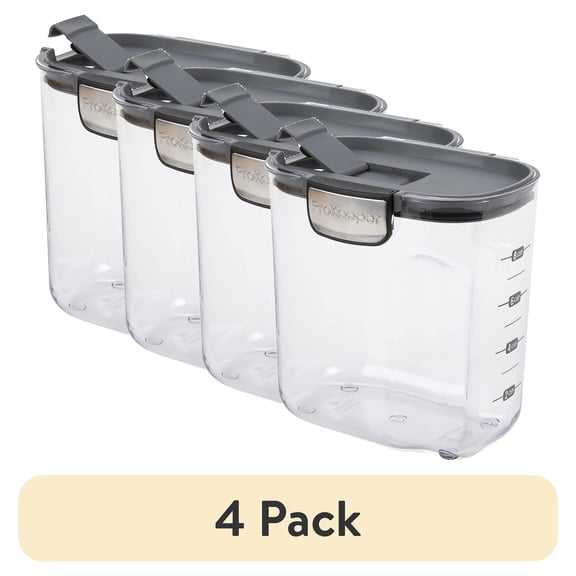 (4 pack) Progressive International Sugar ProKeeper+ Grey Plastic Airtight Storage Container