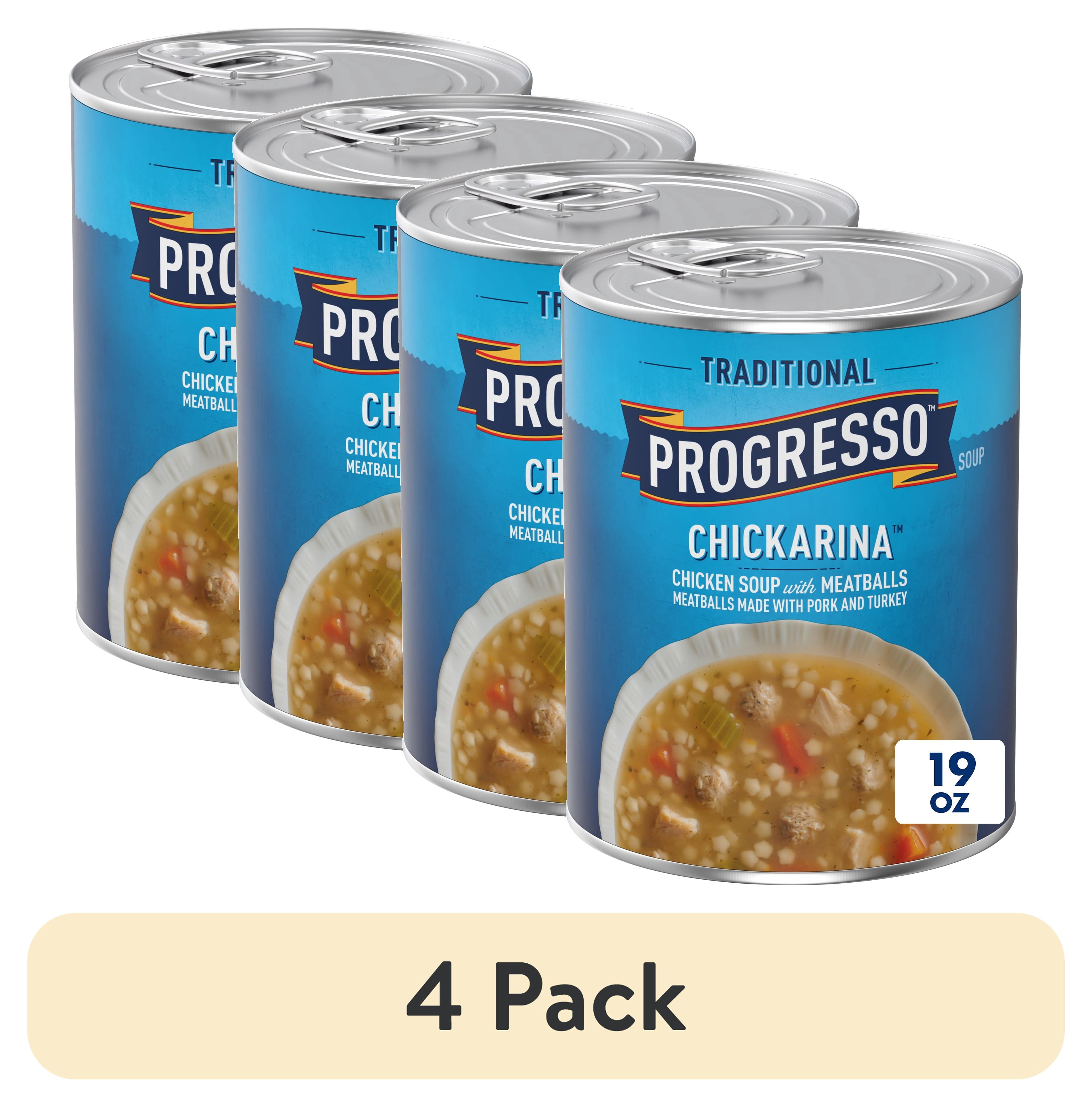 (4 pack) Progresso Chickarina Soup, Traditional Canned Soup, 19 oz