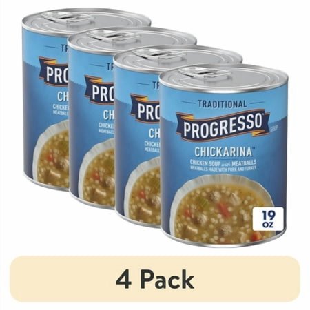 (4 pack) Progresso Chickarina Soup, Traditional Canned Soup, 19 oz