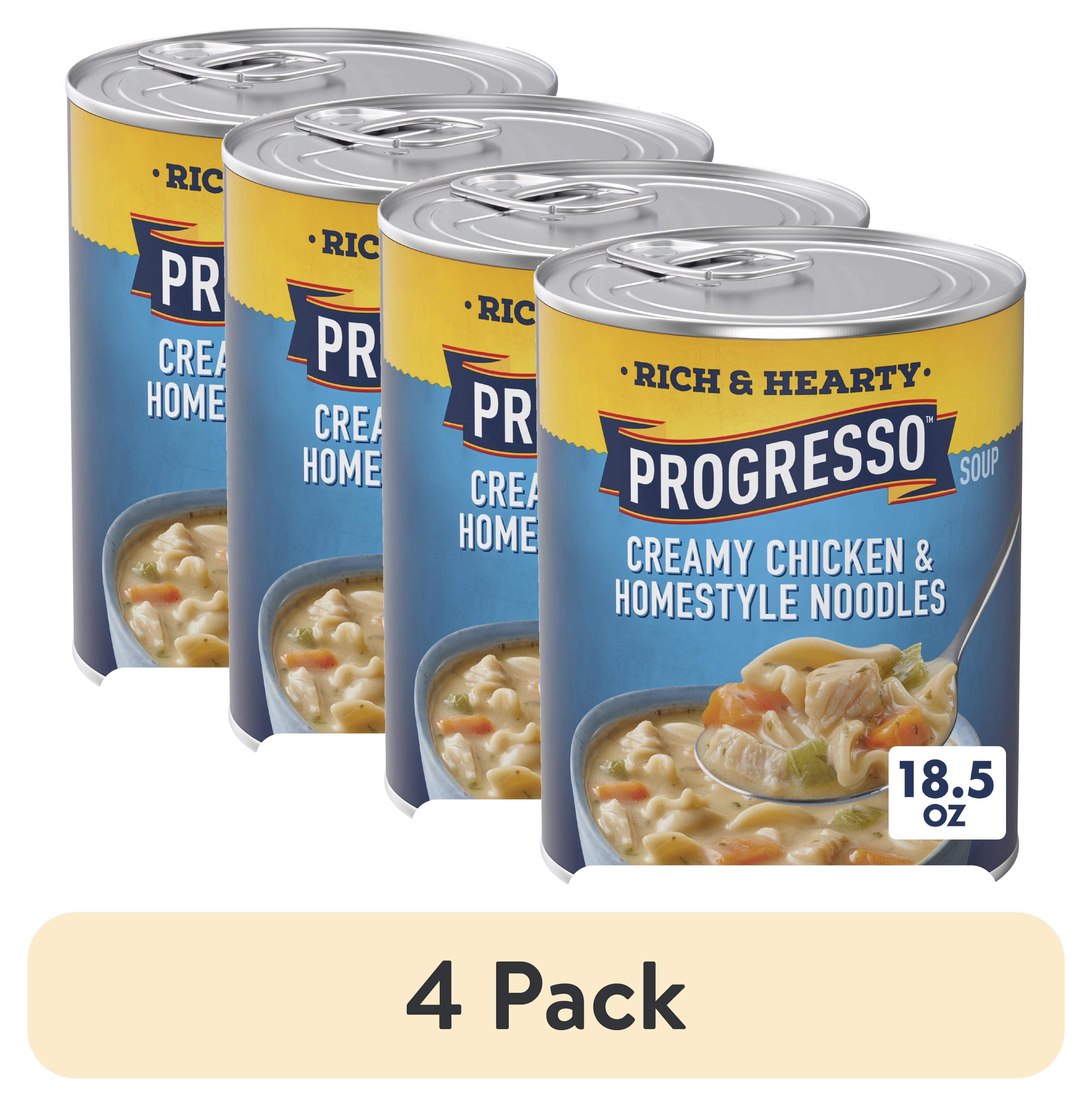 (4 pack) Progresso Creamy Chicken and Homestyle Noodles Soup, Rich and Hearty Canned Soup, 18.5 oz