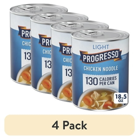 (4 pack) Progresso Light Chicken Noodle Soup, Ready to Serve Canned Soup, 18.5 oz