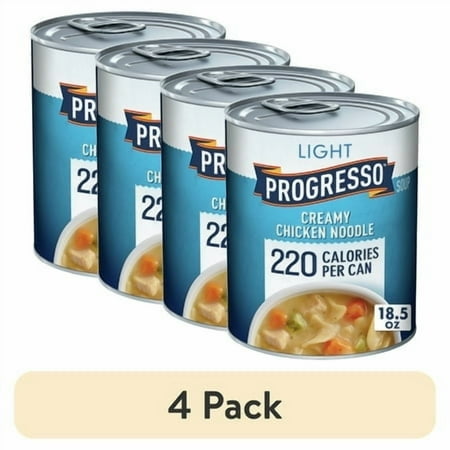 (4 pack) Progresso Light, Creamy Chicken Noodle Canned Soup, 18.5 oz