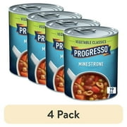 (4 pack) Progresso Minestrone Soup, Vegetable Classics Canned Soup, 19 oz