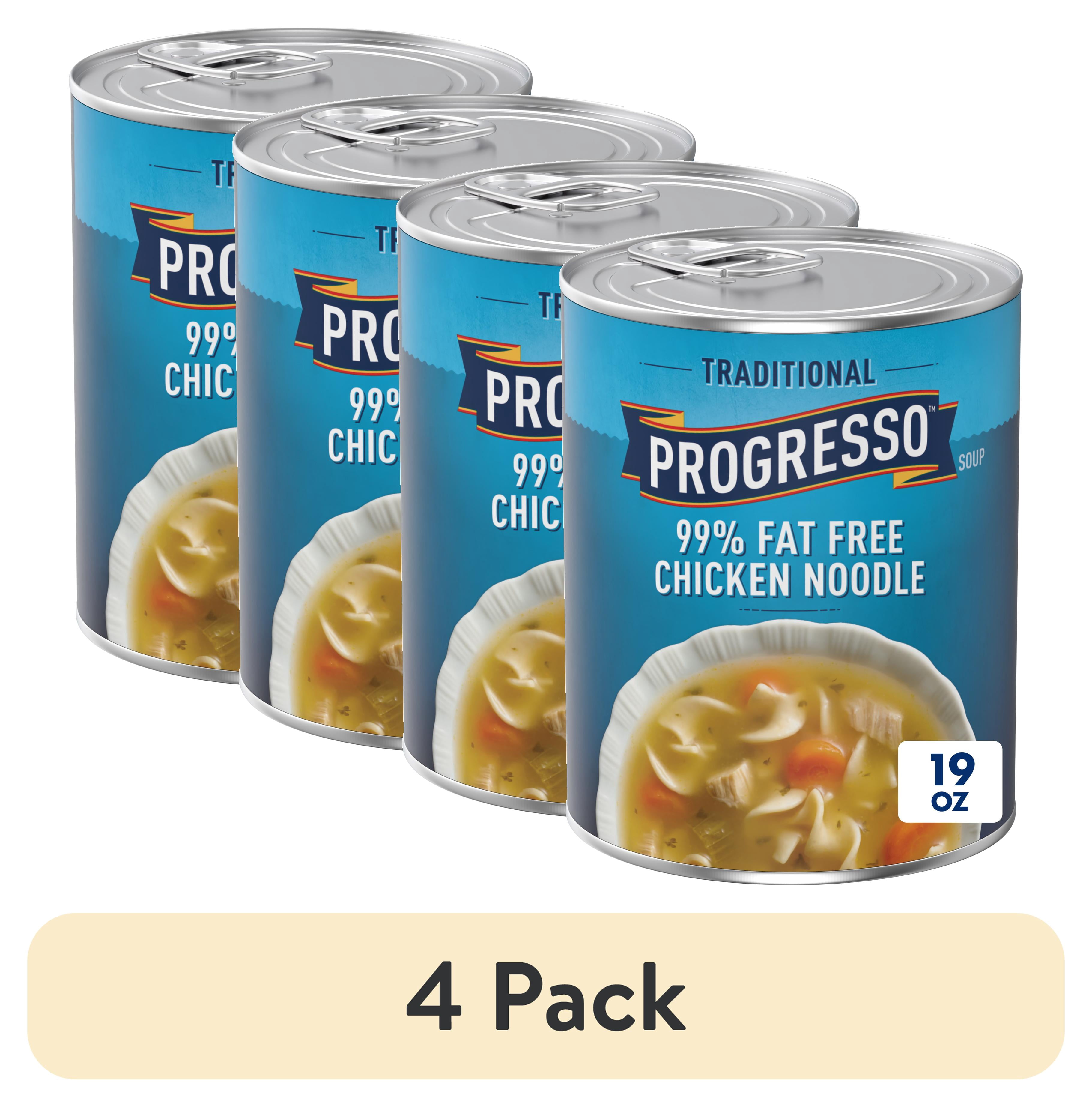 (4 pack) Progresso Traditional, 99% Fat Free Chicken Noodle Canned Soup, 19 oz