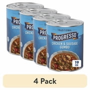 (4 pack) Progresso Traditional, Chicken & Sausage Gumbo Canned Soup, Gluten Free, 19 oz.