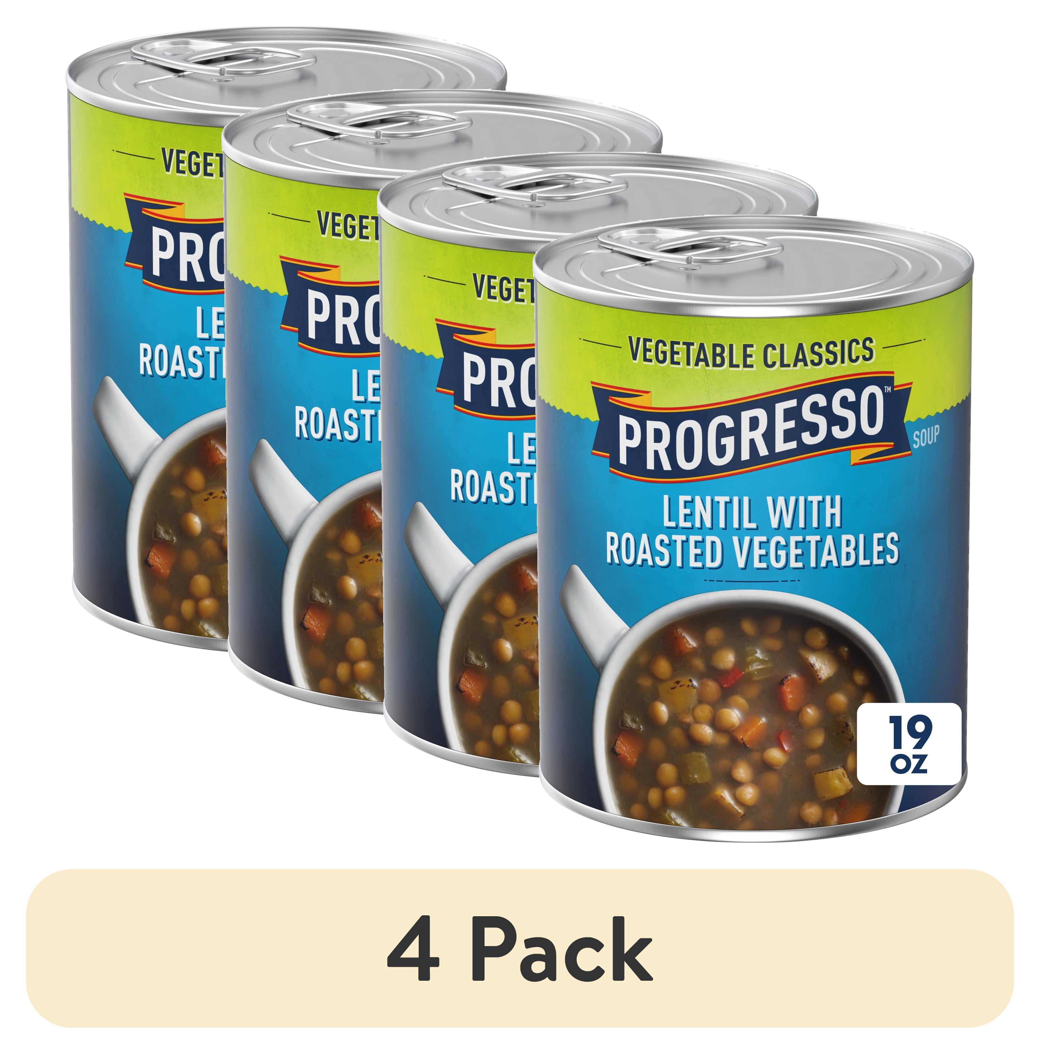 (4 pack) Progresso Vegetable Classics, Lentil With Roasted Vegetables Canned Soup, Gluten Free, 19 oz.