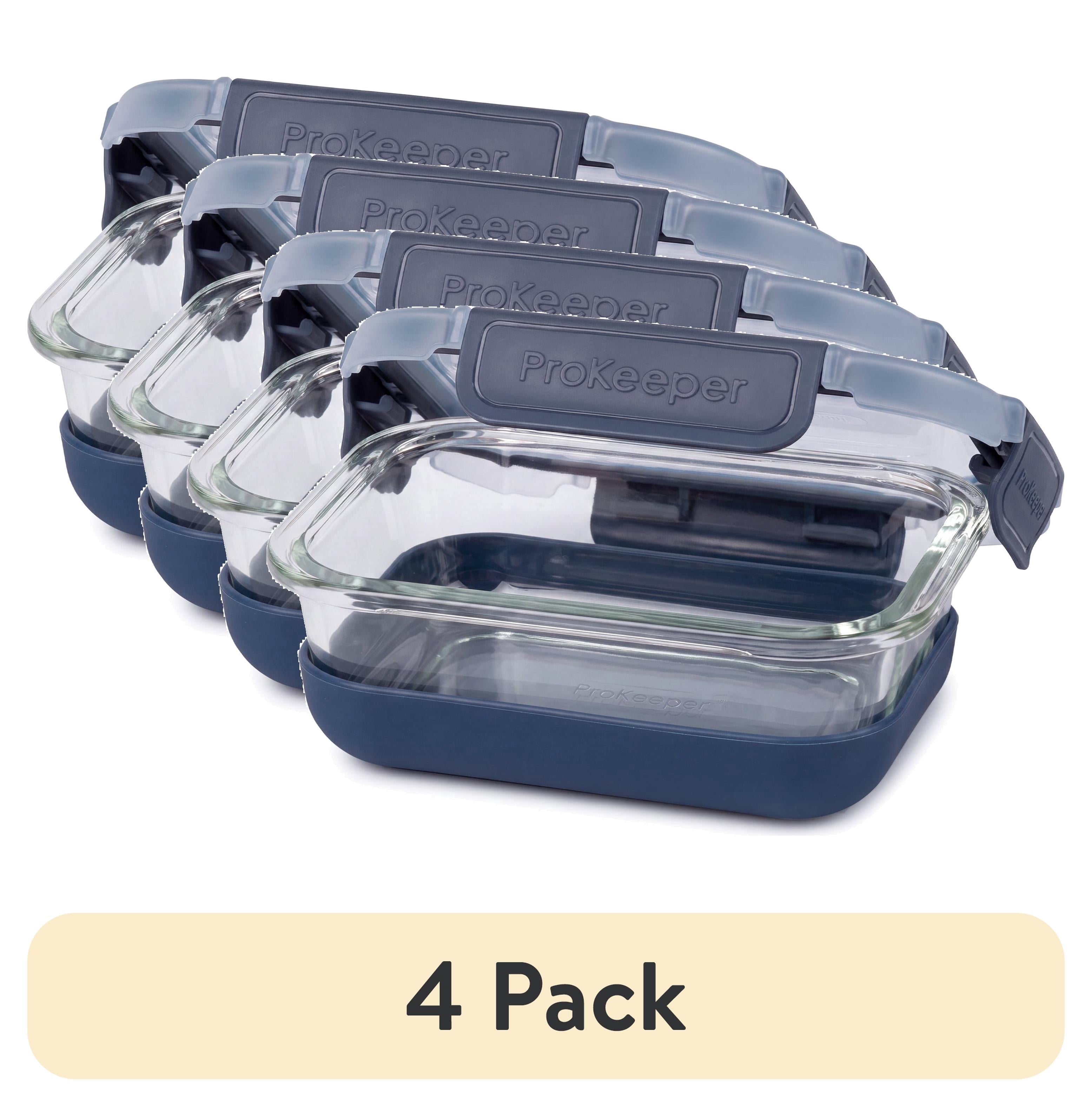 (4 pack) Prokeeper+ 1.6 Cup Glass Food Storage Container with Silicone Base, Designed to Help with Pantry Storage and Everyday Organization