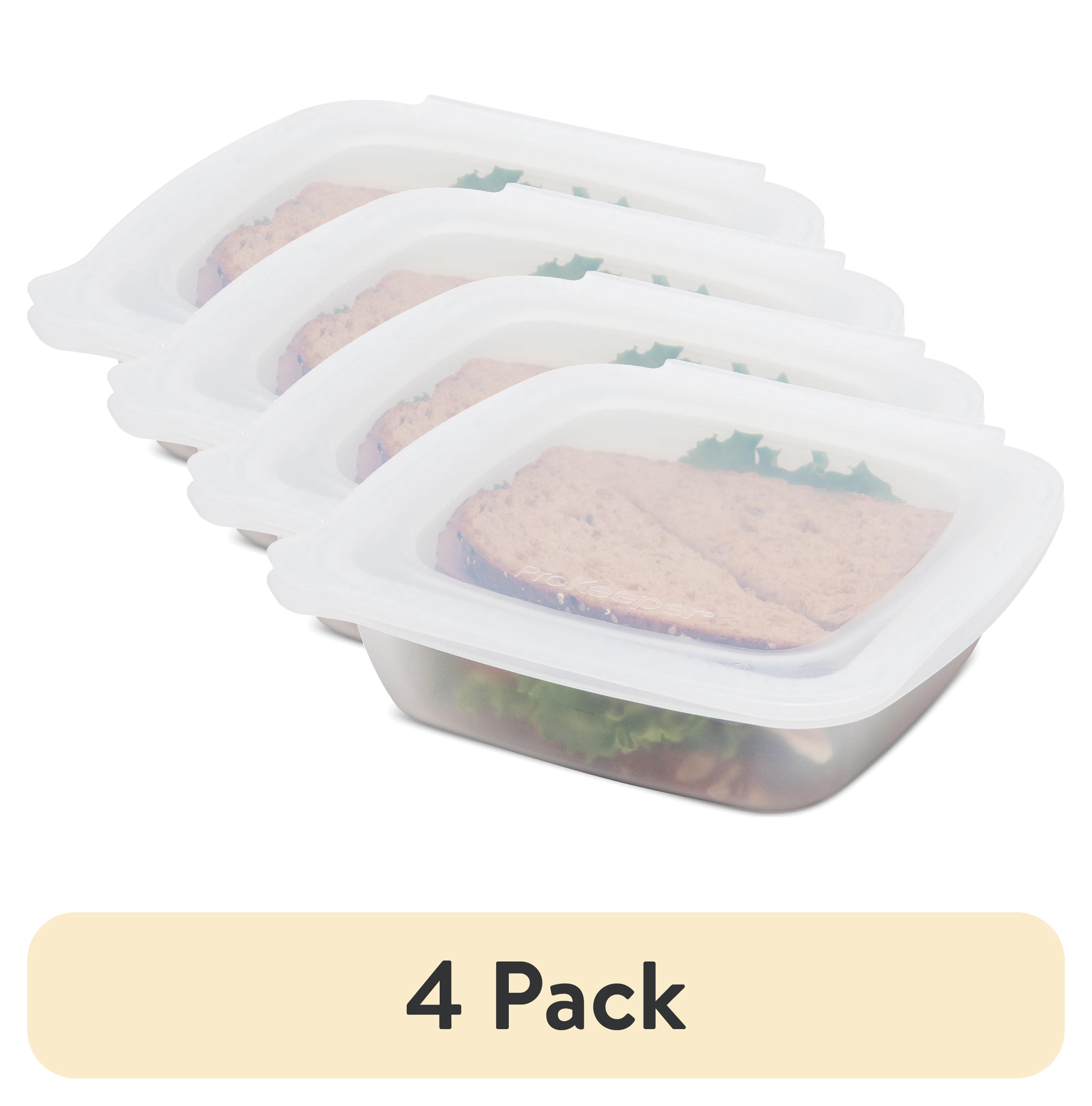 (4 pack) Prokeeper+ 3 Cup Silicone Softbox for School Lunches and Activities