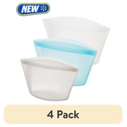 (4 pack) Prokeeper+ 3 Silicone Stand Up Snack and Storage Bag, 3 Pack, Mulit Color, Designed to Help with Packed Lunches and Daily Commutes