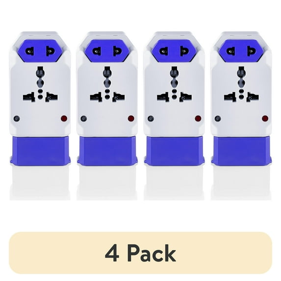 (4 pack) Protege All-in-one Travel Power Adapter with USB, Multiple AC adapters for Global Versatility, Surge Protection, 10AMP