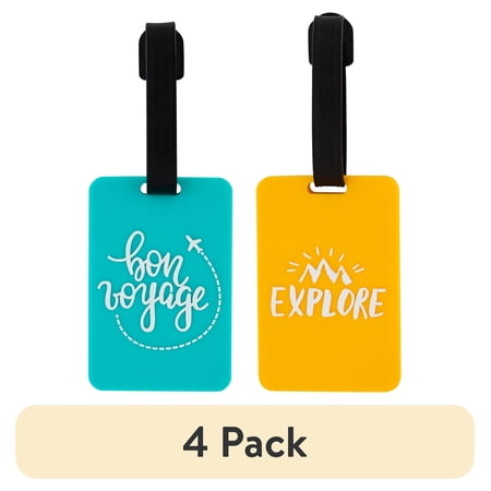 (4 pack) Protege 2 Pack Mini Luggage Tags in Teal and Orange
