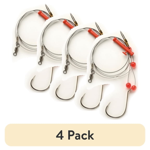 (4 pack) Pucci PSRWBS-5/0 Single Hook WideBend Sturgeon Rig 5/0 w/Slider