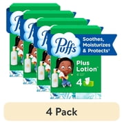 4 pack Puffs Plus Lotion Facial Tissues, 4 Family Boxes, 124 tissues per box