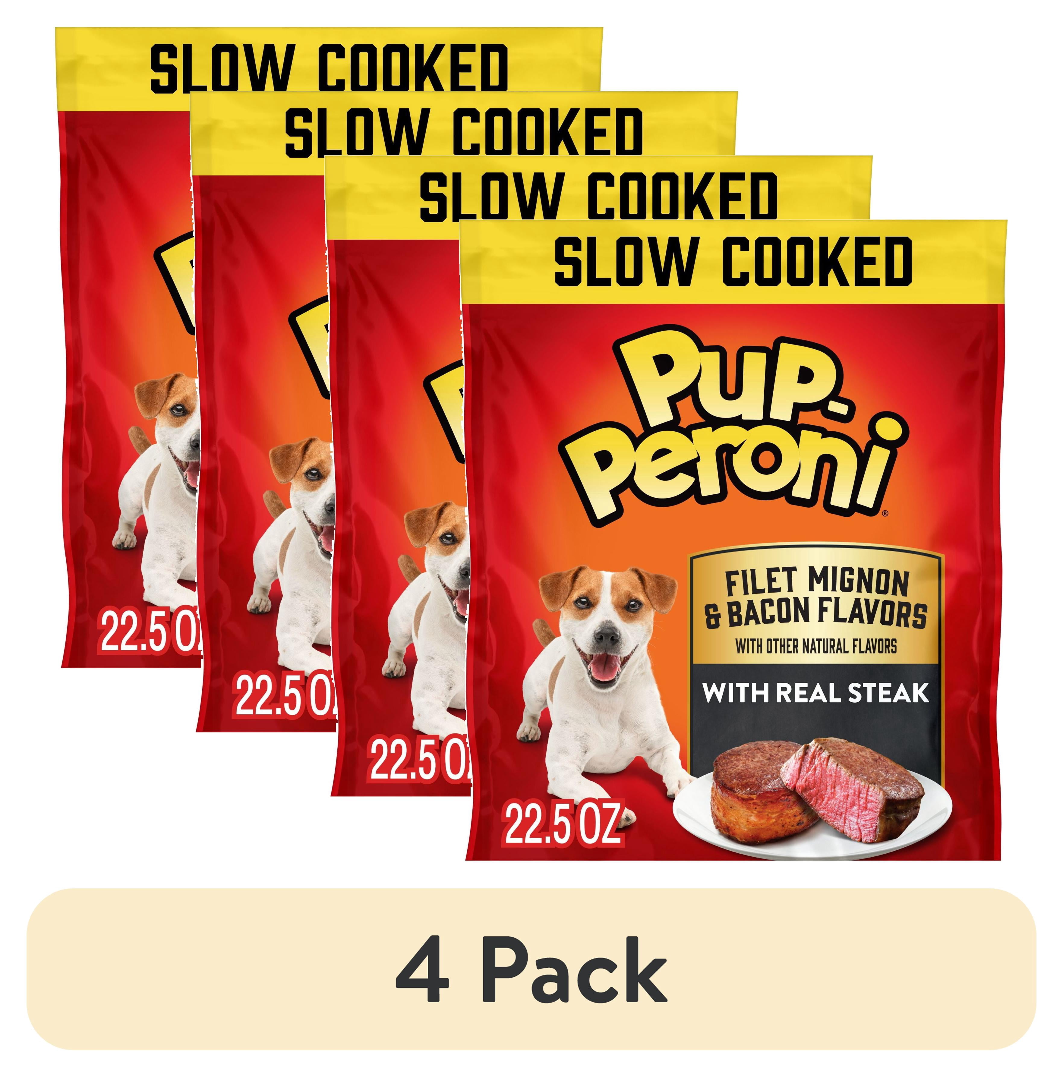 (4 pack) Pup Peroni Filet Mignon & Bacon Flavor Dog Treats, 22.5 oz Bag