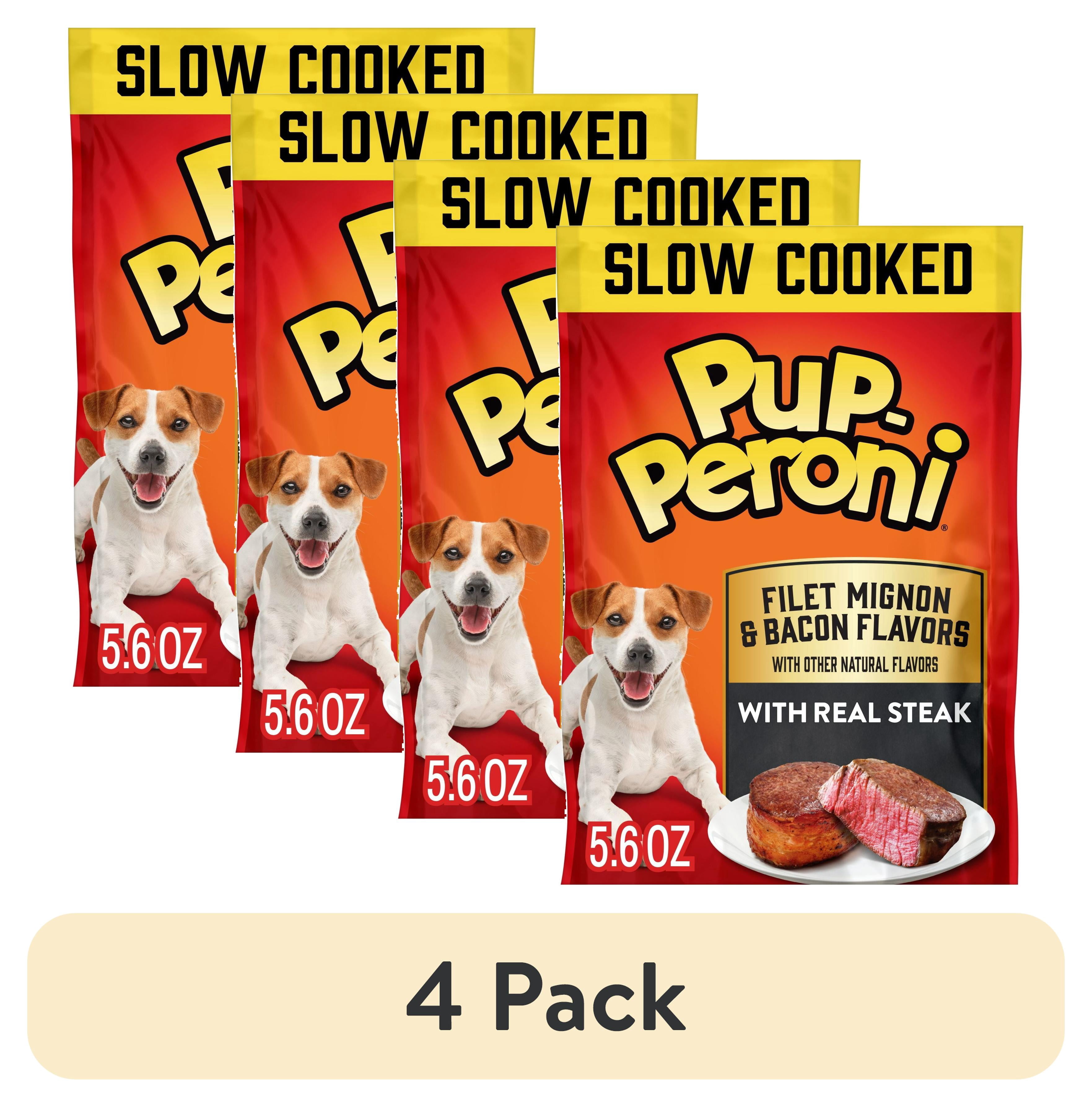 (4 pack) Pup Peroni Filet Mignon & Bacon Flavor Dog Treats, 5.6 oz Bag