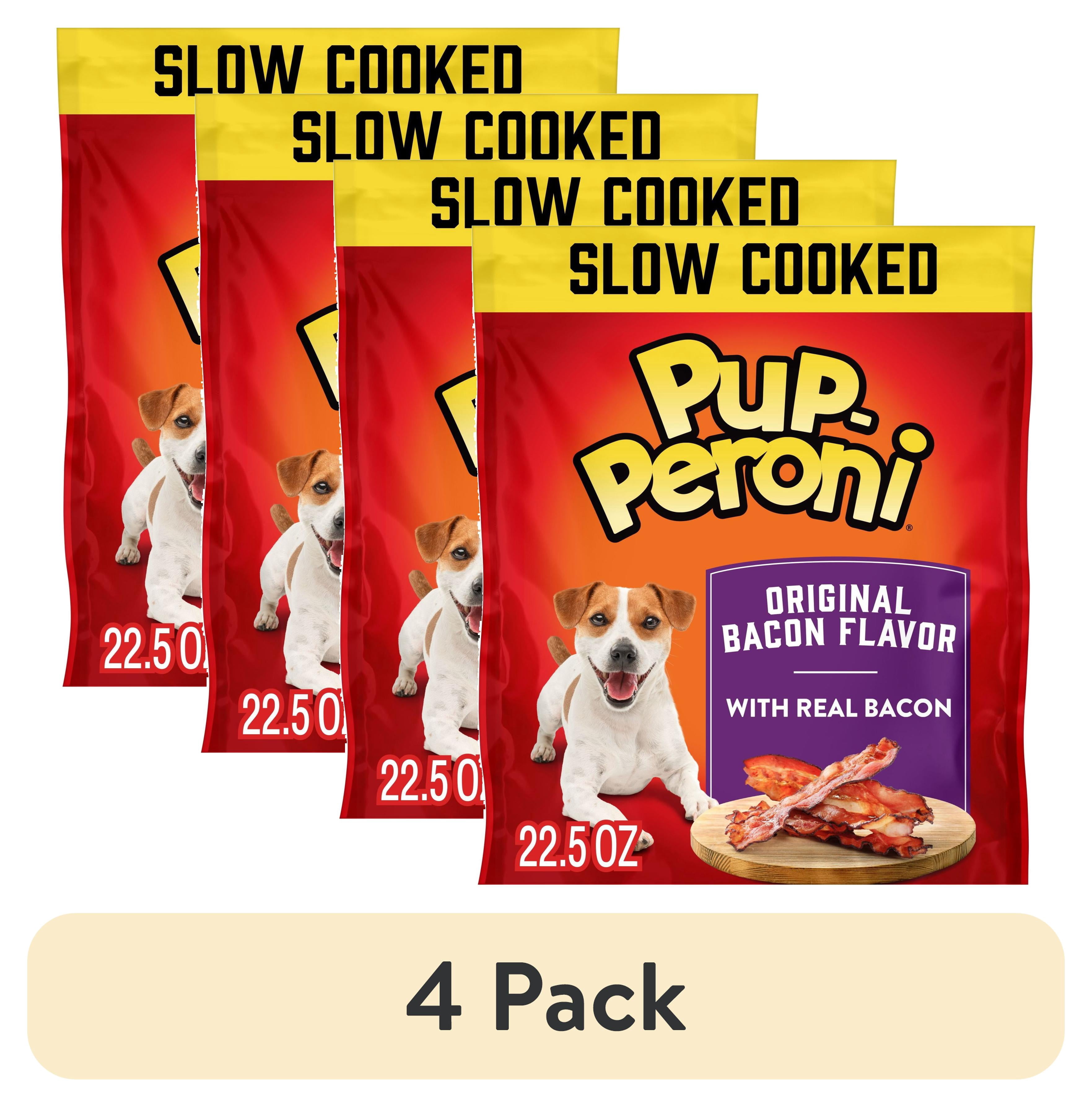 (4 pack) Pup Peroni Original Bacon Flavor Soft Dog Treats, Bacon Flavor Dog Snacks Made with Real Bacon & Real Beef, 22.5 oz Bag