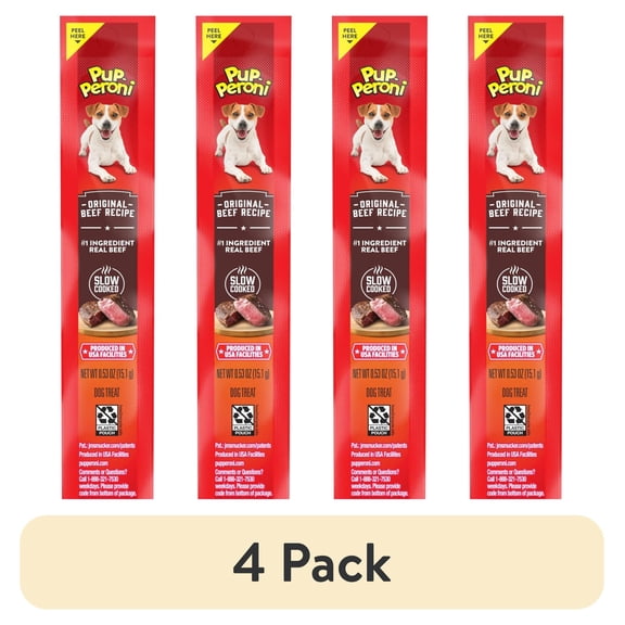 (4 pack) Pup Peroni Original Beef Recipe, Single Dog Treat, .5 Ounce Stick