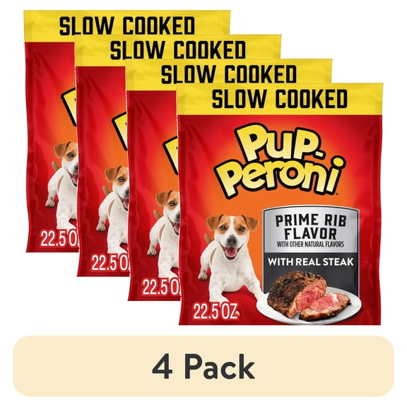 (4 pack) Pup Peroni Prime Rib Flavor Dog Treats, 22.5 oz Bag