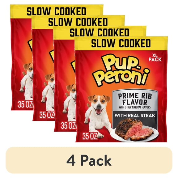(4 pack) Pup Peroni Prime Rib Flavor Dog Treats, 35 oz Bag