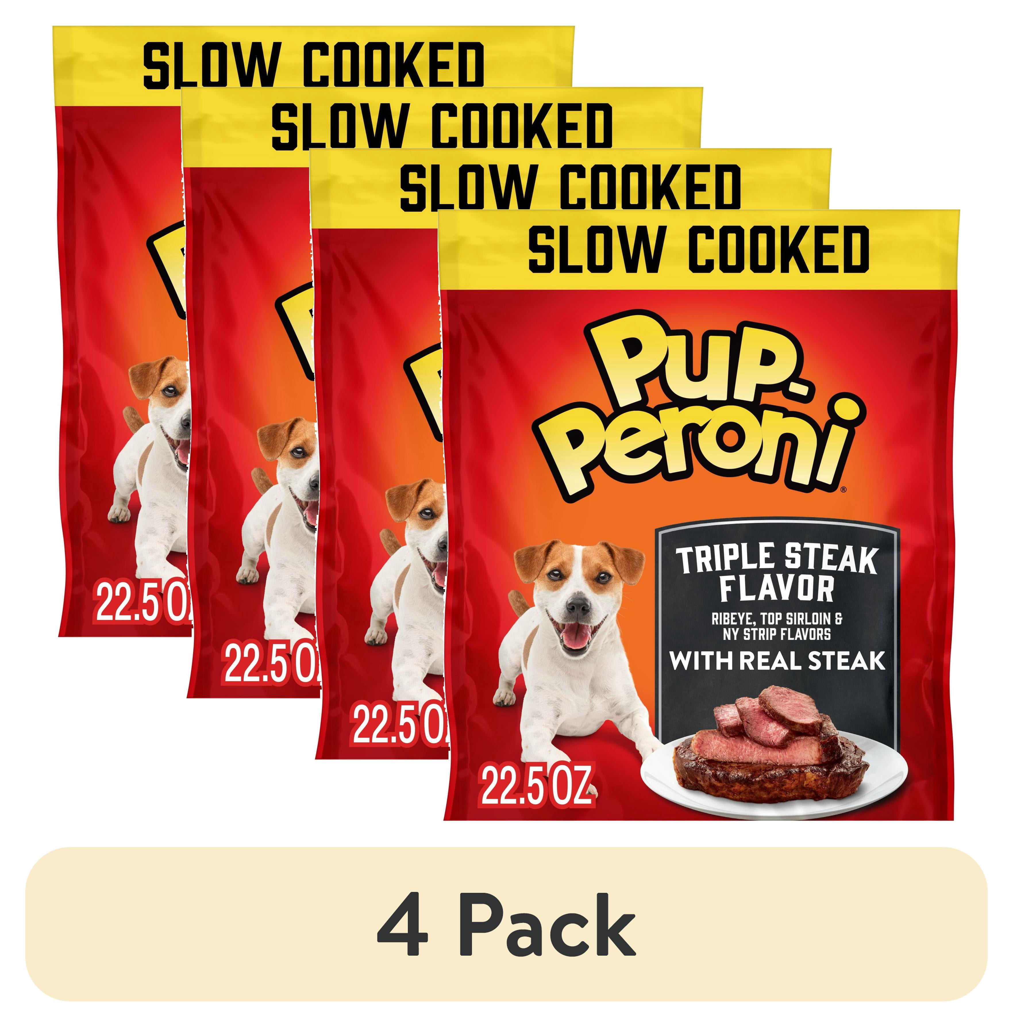(4 pack) Pup Peroni Triple Steak Flavor Dog Treats, 22.5 oz Bag
